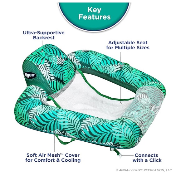 NEW- out of box- Aqua Pool Chair Float Lounge for Adults - Picture 3 of 7